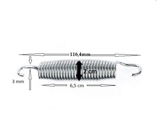 Sudové pružiny na trampolíny 12 cm, 116,4 mm.
