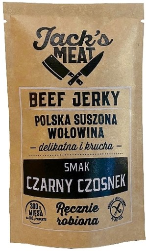 Jack's MEAT Sušené hovädzie mäso Čierny cesnak 98 kcal 30 g