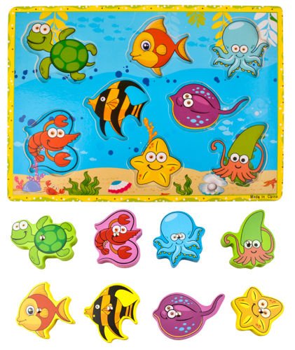 Drevené PUZZLE OCEAN FISH s magnetom PUZZLE