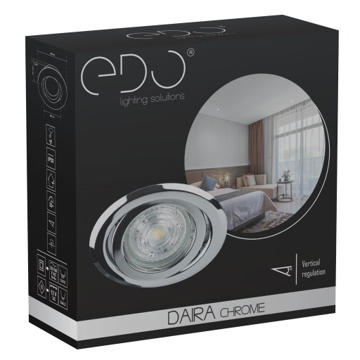 SADA okrúhlej HALOGÉNOVEJ ŽIAROVKY, CHROME EDO + LED ŽIAROVKA