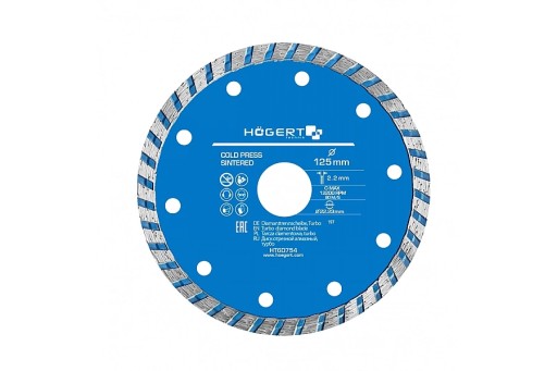Turbo diamantový kotúč na rezanie dlaždíc, tehál, betónu, 125 x 22,2 mm