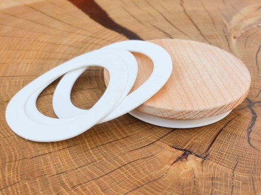 Ploché biele drevené tesnenie veka, 8 cm