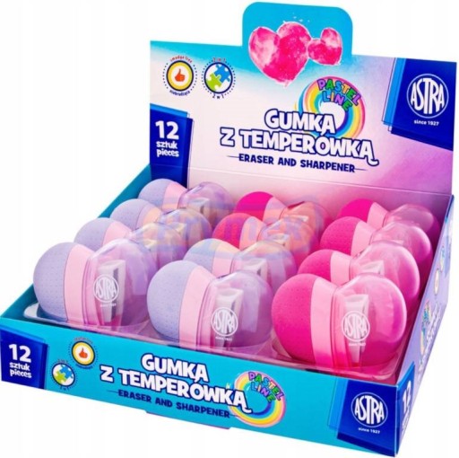 Kombinácia gumy a ostričky farieb Astra