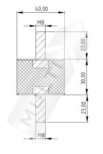 VIBRO ISOLATOR A40x30 M8 Gumený vankúš tlmiča