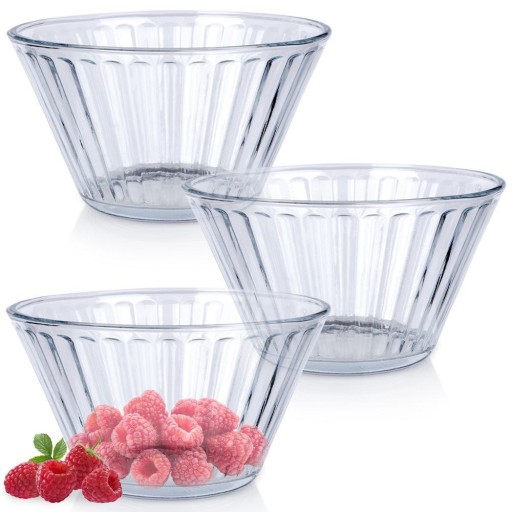 3x ŠALÁTOVÉ MISKY malé sklenené misky na šaláty, snacky, dezerty, zmrzlinu