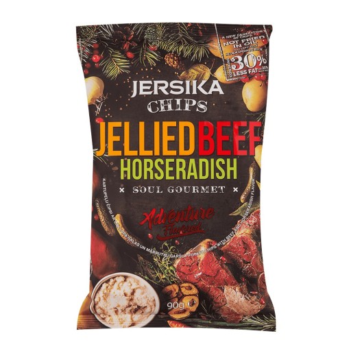 JERSIKA zemiakové lupienky s hovädzím mäsom a príchuťou chrenu 90 g