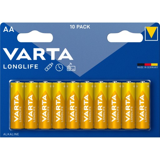 10x Varta Longlife alkalická AA R6 1,5V batéria