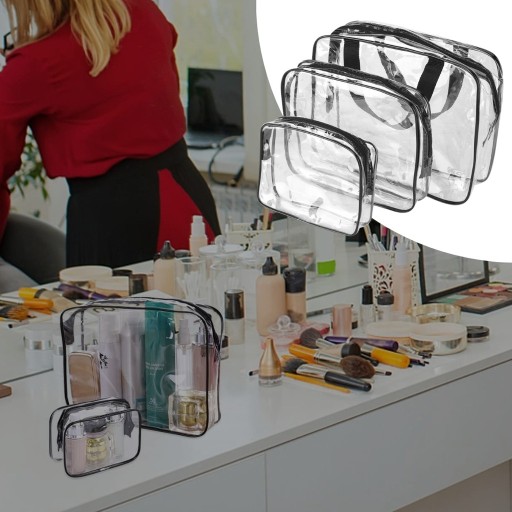 3V1 SET TRANSPARENTNÁ TURISTICKÁ CESTOVNÁ KOZMETICKÁ TAŠKA S KOZMETIKOU NA Zips