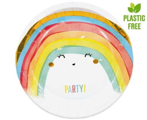 Papierové taniere Rainbow Party, nová generácia, 23 cm, 8 ks.