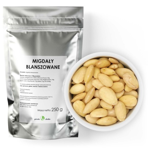 BLANŠOVANÉ MANDLE prírodné celé orechy 250g