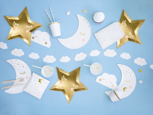 Zlaté hviezdne taniere Little Star Birthday 6 ks