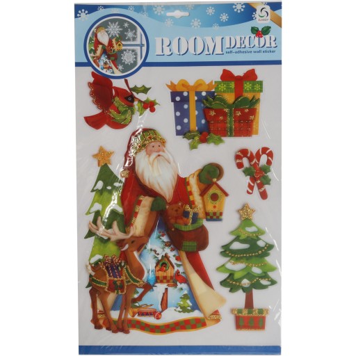 SAMOLEPIACE NÁLEPKY NA OKNO SANTA S DARČEKY 50 CM OZDOBA OZDOBY