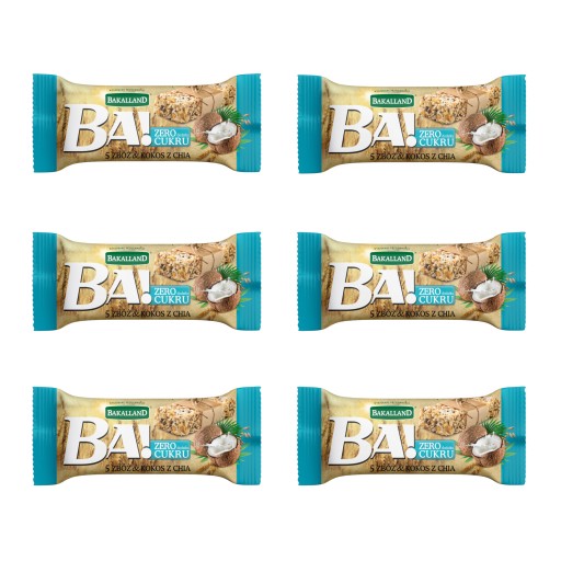 BAKALLAND BA! Cereálna tyčinka Coconut & Chia bez cukru