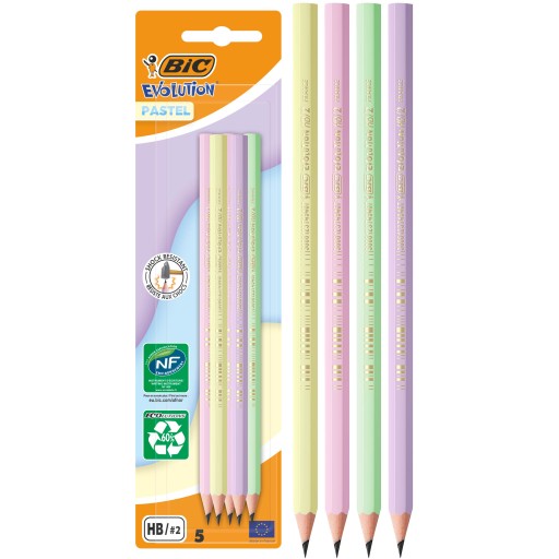 BIC EVOLUTION PASTELOVÁ HB ceruzka nerozbitná BEZ GUMY ODOLNÁ x5