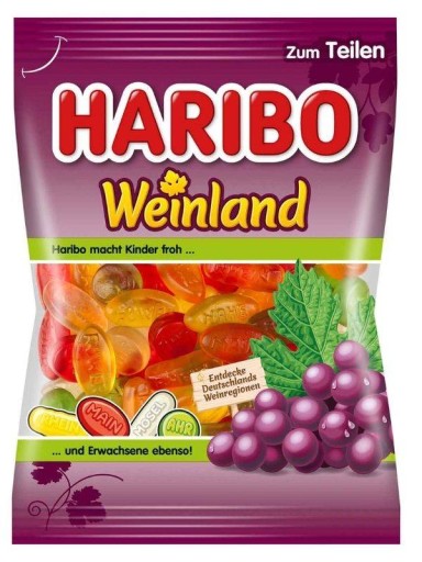 Haribo Weinland ovocné gumičky bez umelých farbív nemecké 175g