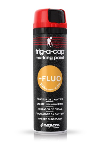 FLUO AMPERE červená Trig-a-Cap Extra geodetická farba v spreji