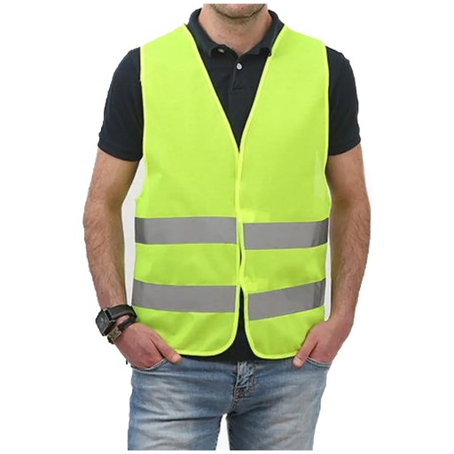 REFLEXNÁ vesta pre bezpečnosť a ochranu zdravia na cestách, žltá, na behanie a šoférovanie