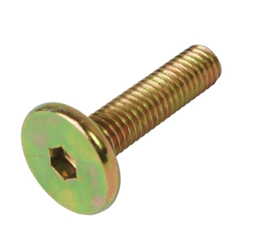 100x metrická skrutka M6 x 25 mm žlto pozinkovaná, valcová hlava, nábytková skrutka