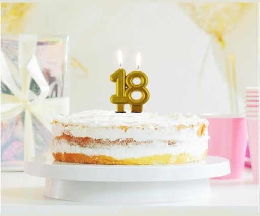 Sviečkové čísla na zlatú tortu 18 rokov osemnásť osemnásť