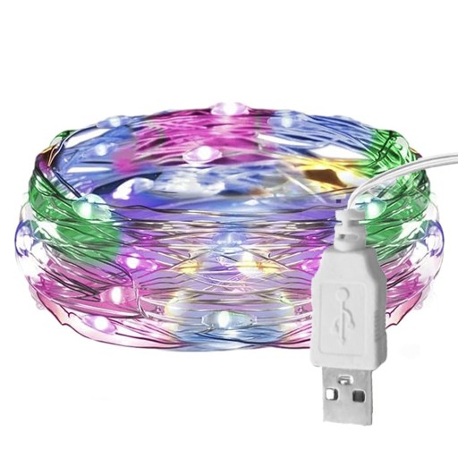 LED VIANOČNÉ SVIETIDLÁ REŤAZOVÁ GARLANDA VIANOČNÝ STROMEC USB 100LED 10m 2700K