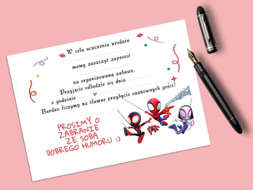 SPIDEY A SUPER-KAMARÁD POZVÁNKA NA NARODENINY DIEŤAŤA + OBÁLKA ZDARMA