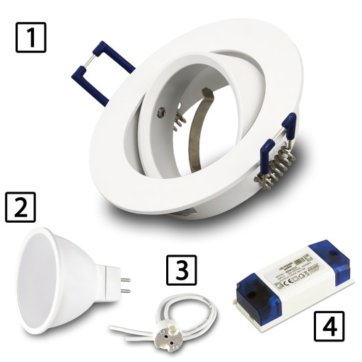 Halogénové svietidlo, okrúhle, LIETANÉ ALU, BIELY, pre LED