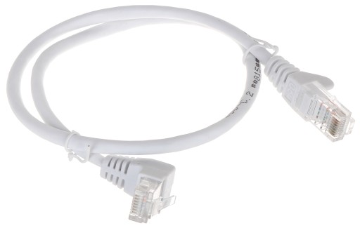 LAN UTP CAT 5e RJ45 sieťový kábel 1x 90° Biely 0,5m