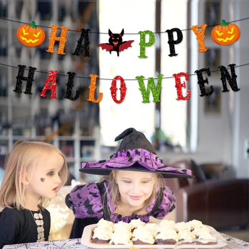 VEĽKÉ HAPPY HALLOWEENOVÉ GARLANDY FAREBNÉ DEKORÁCIE REŤAZOVÉ PRÍVESKY 17 EL
