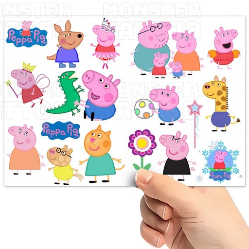 UMÝVAJÚCE DOČASNÉ TETOVANIE PRE DETI DETSKÉ PEPPA PIG ORIGINÁLNE DIZAJNY