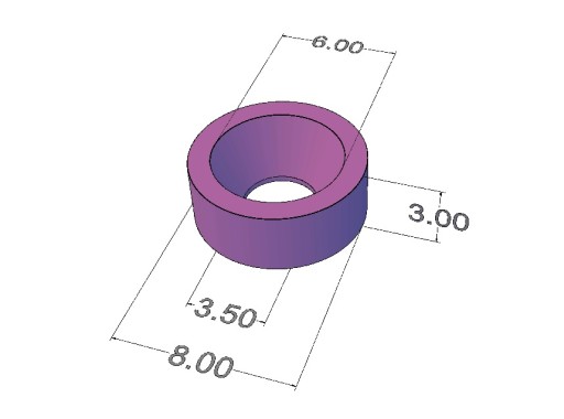 Magnet na hruď. MP 8x(6x3,5)x3 N38 na skrutku 3 ks.