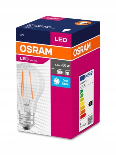 Osram LED žiarovka FILAMENT E27 6,5W=60W 806lm 4000