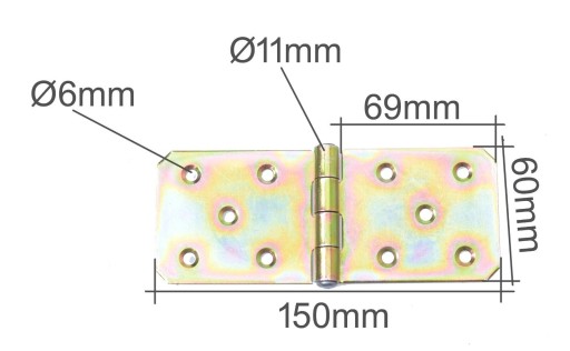 Stavebný záves 60 x 150 mm, žltý pozink