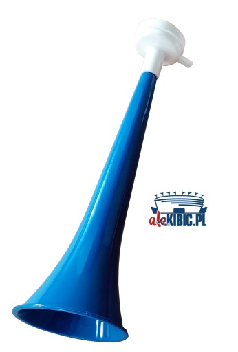 Modro-biela vejárová trúbka s náustkom na povzbudzovanie vuvuzely, 31 cm