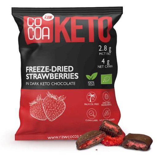Jahody v tmavej čokoláde bez pridaného cukru keto BIO 40g