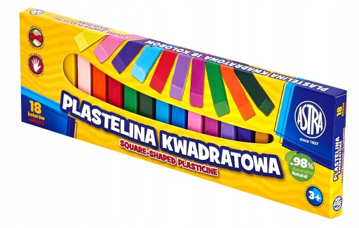 Štvorcová plastelína Astra 18 farieb do školy