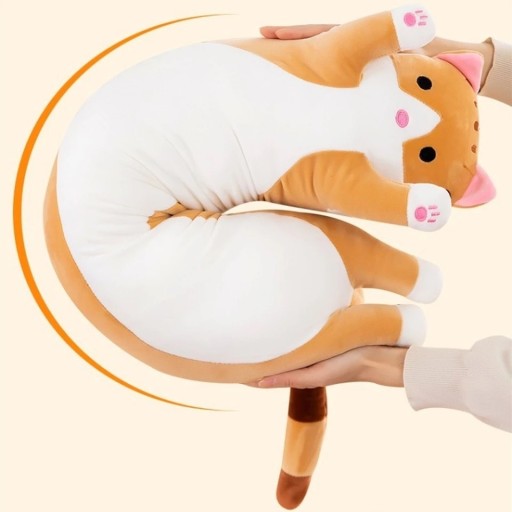 DLHÝ MAČKA 50cm PLYŠOVÝ VANKÚŠ pre mačky, SKVELÁ KVALITA!