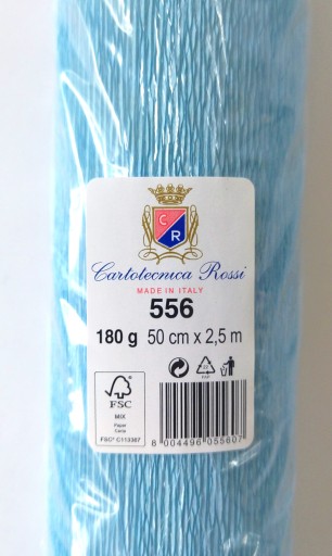 Krepový papier pokrčený taliansky hodvábny papier 180g (50cmx2,5m) SVETLOMODRÝ 556