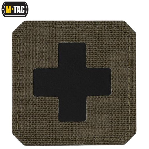 Nášivka na suchý zips MEDIC CROSS LASER CUT M-TAC Medyka Cross Olivovo-čierna