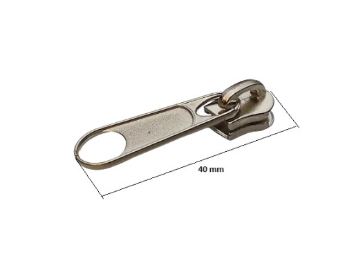 Jazdec č. 5 na kovový zips, strieborný, 1 kus