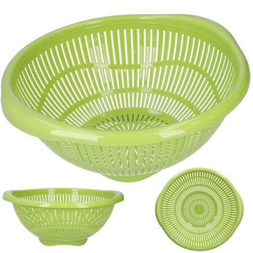 CEDNÍK Kuchynský cedník s rúčkami, plastový, priemer 29 cm, zelený, na zeleninu