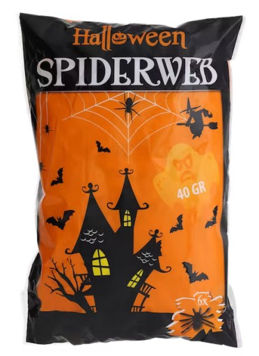 UMELÝ HALLOWEENSKÝ PAVÚČIK, BIELY, 40g, S PAVÚKMI