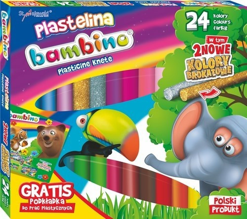 BAMBINO PLASTELINA 24 FARIEB 2 GLITRE + podložka