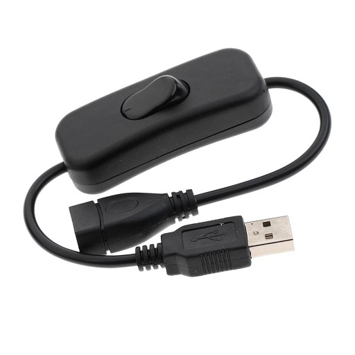 Predlžovací USB kábel s vypínačom, čierny