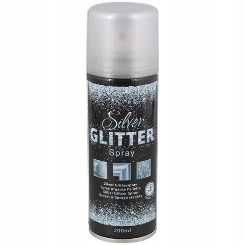 Spray trblietavý strieborný rýchloschnúci dekoračný univerzálny lak 200ml