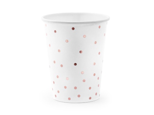 Biele spoločenské poháre s ružovými bodkami 260 ml/6 ks