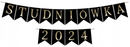 Bannerové girlandové vlajky PROM 2024 čierno-zlaté nápisy