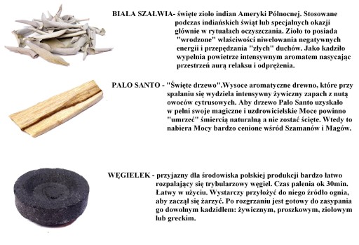 Biela šalvia, Palo Santo, Charcoal EZO 3 Energy Cleansing Set