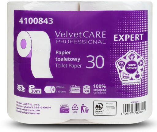 VELVET EXPERT toaletný papier 30m rolka 4ks 3W