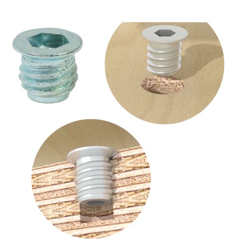 10x zásuvka M6 x 10 mm, skrutkovaná do tvrdého materiálu alebo dreva pomocou imbusového kľúča 6