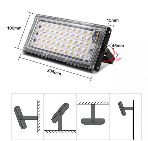 HALOGÉNOVÁ LED LAMPA 50W REFLEKTOR SVETLA 4500lm
